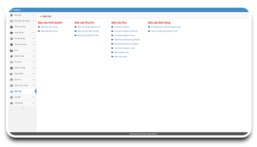 Báo cáo phần mềm giao nhận và kho vận