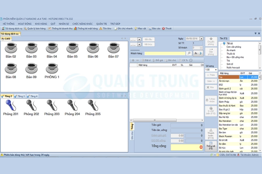 Phần mềm quản lý quán karaoke Tuki Kara