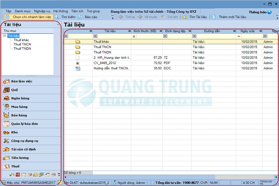 Module Quản lý tài liệu của phần mềm MISA AMIS